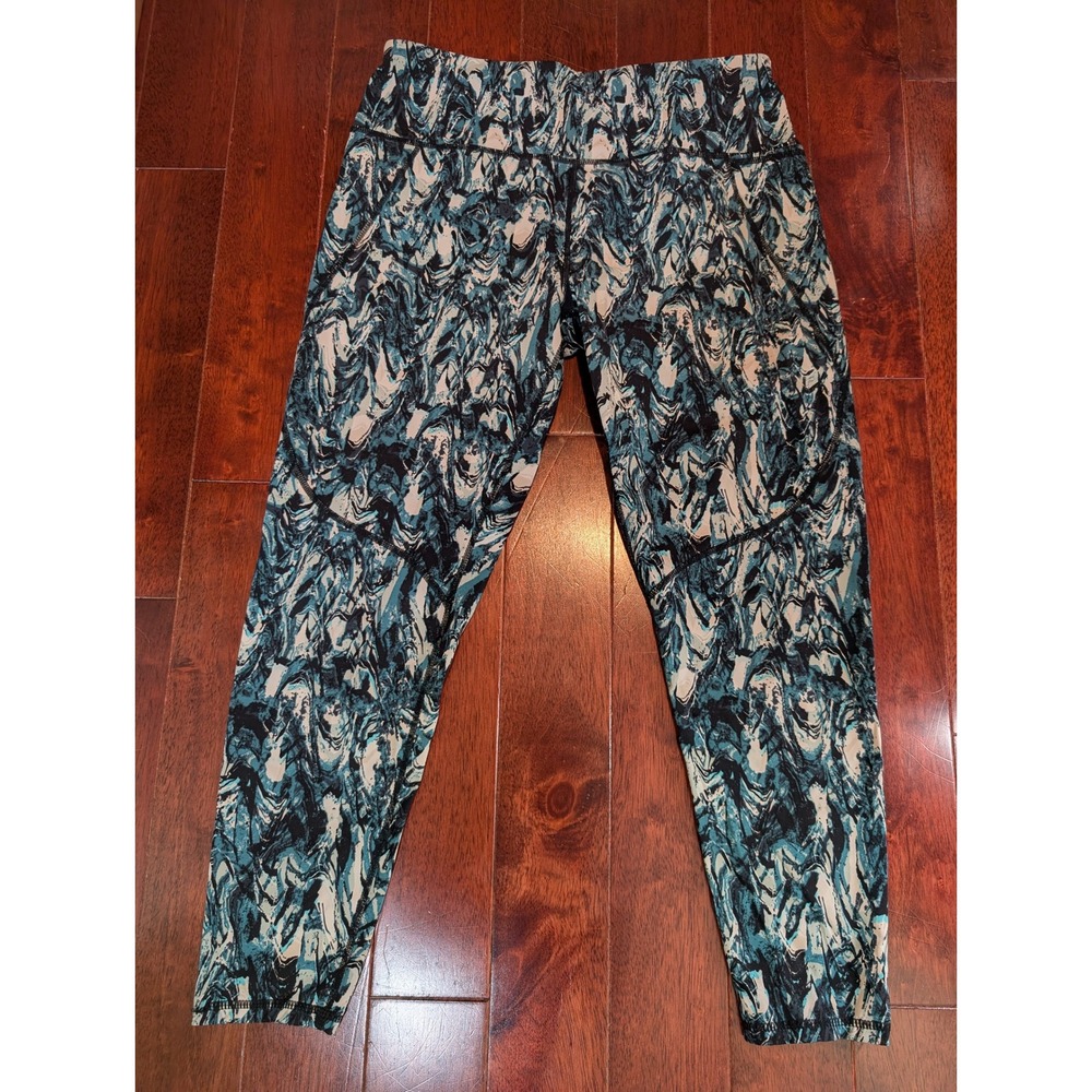 Sweaty Betty The Power Leggings Womens L Blue Marble 7/8 Length Workout